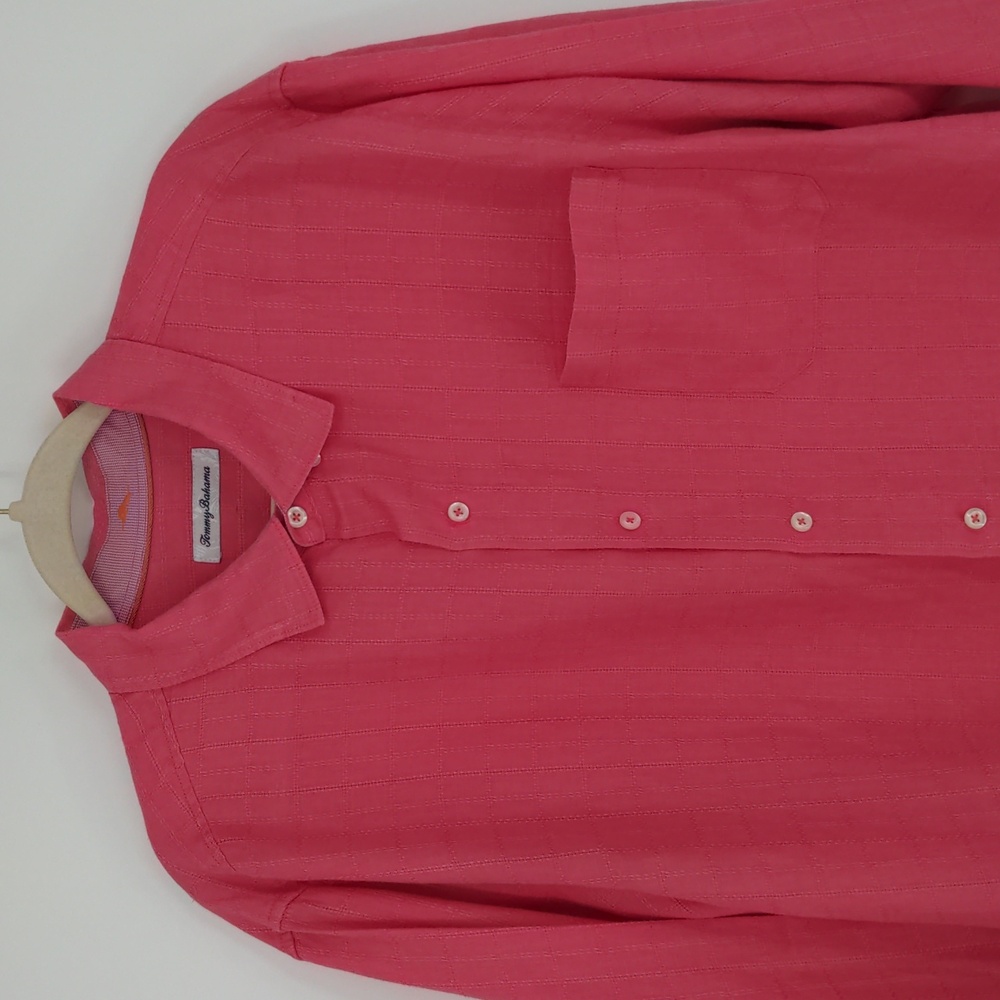 Tommy Bahama Men's Linen Pink‎ Shirt Size Extra Large Button Front Long Sleeve - Picture 2 of 14